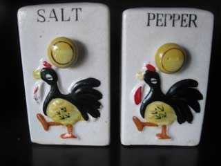 A Pair of Rooster Salt and Pepper Shakers