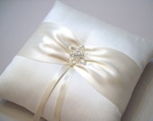 Simply Elegant Butterfly - Ivory on Ivory Silk Ring Bearer Pillow