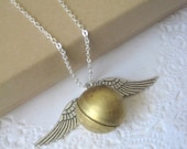 Harry Potter inspired Golden Snitch necklace on Silver plated Chain