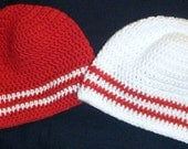 Twin Beanies in Red and White - 3 to 6 Months Ready to Ship