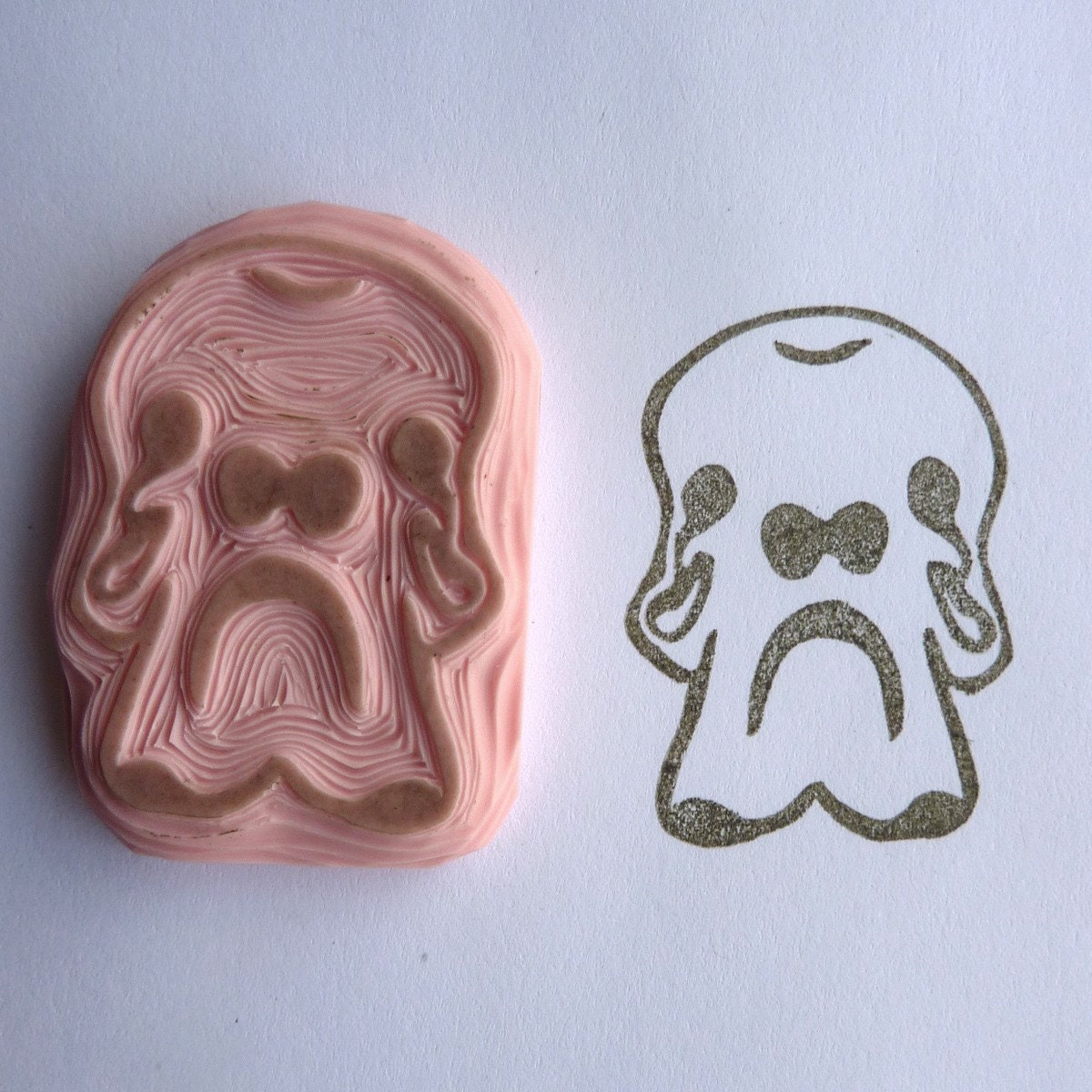 Hand Carved Mammoth Skull Rubber Stamp