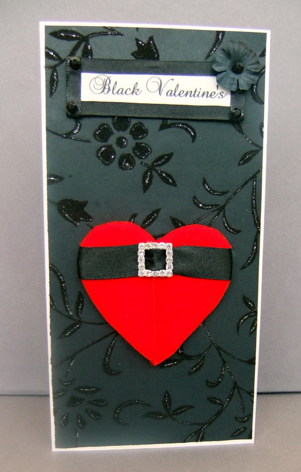 Black Valentine's Personalised Card / Handmade Greeting Card