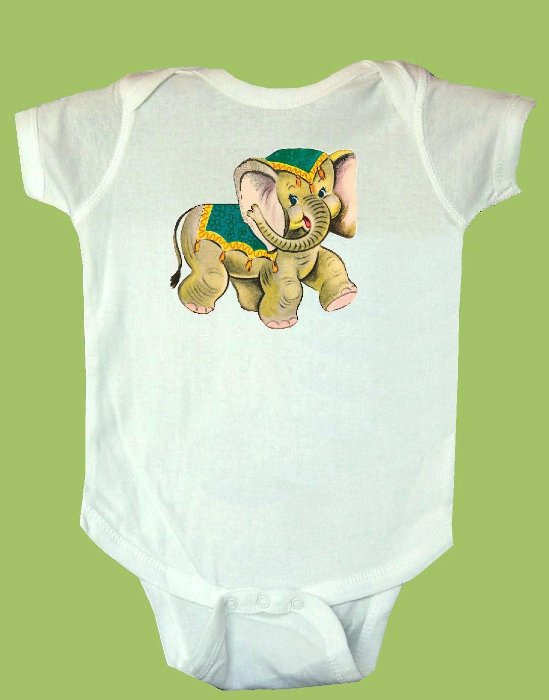 Vintage Circus Elephant Onesie and Toddler TShirt by ChiTownBoutique.etsy