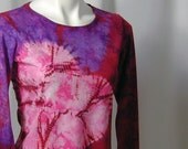 Wild Hearted Shibori Bamboo Tee in Scarlet, Purple, and Hot Pink (small)