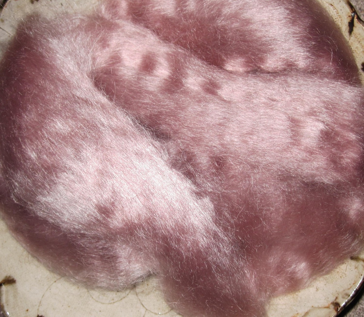 Ashes of Roses Kid Mohair Top Roving Mauve
