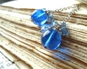 Spring Rain -Blue Glass and Crystal Cleo Earring