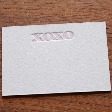 Letterpress Pink XOXO small Note Cards