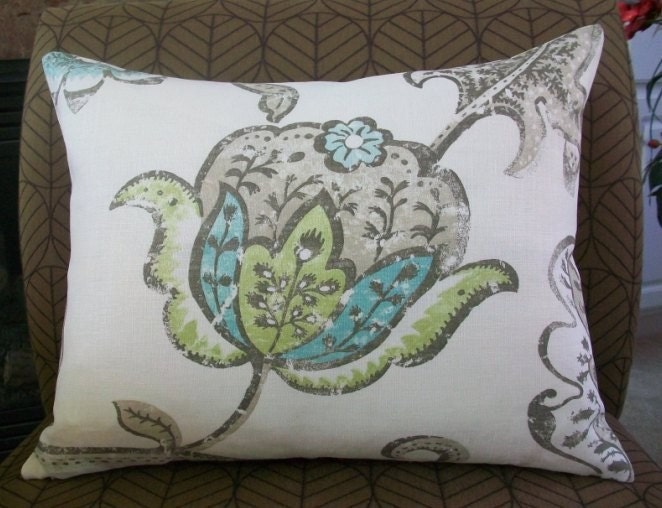 Decorative Designer Lumbar pillow cover - 16X20 - Nina Campbell for Osbourne and Little - Kew Green