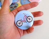 Townie Electra Cruiser bicycle  Pin back Button with in pink and blue or custom colors