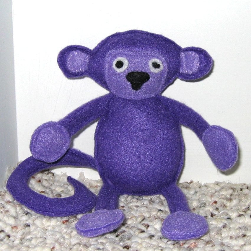 Marty The Purple Monkey Organic Catnip Bell Cat Toy