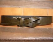 Olive Green Leather MUSE Belt 1 1/2 inches Free Shipping and Nickel-Free