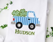 Monogrammed Personalized Custom Boutique Shamrock Truck Applique T Shirt St Patricks Day
