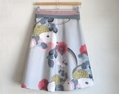 grey kiku skirt with pale salmon sash and bow