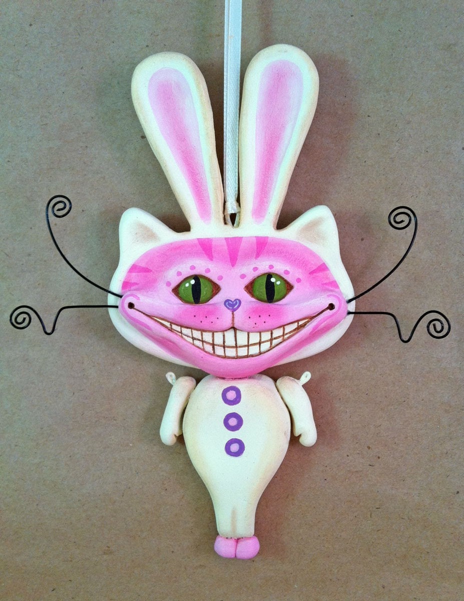 Bunnycat Ornament - Contemporary Folk Art Doll