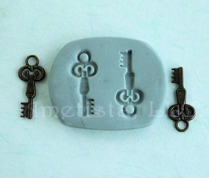 Tiny Skeleton Key Mold for Clay,  Polymer Clay and PMC - Includes How-To Instructions