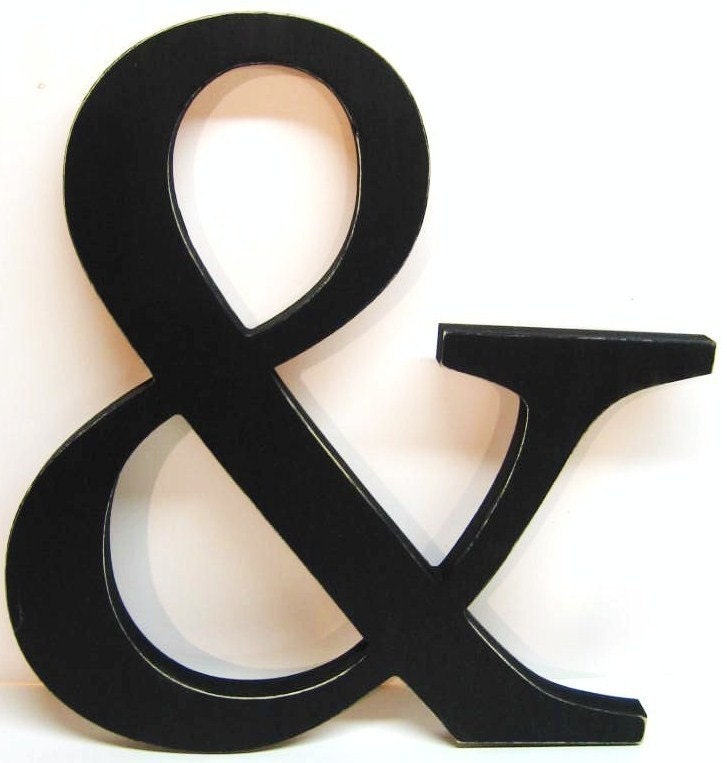 Wood AMPERSAND Sign -15 inches - Painted Black - Weddings - Mr. & Mrs.