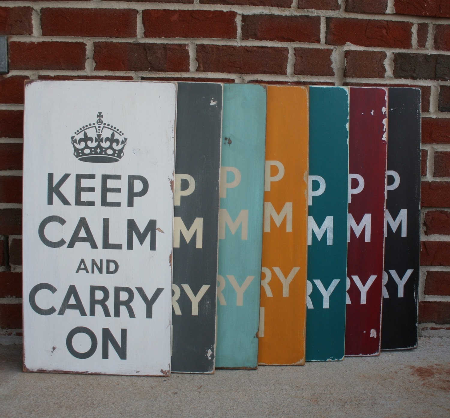 Keep Calm and Carry On - Large Distressed Sign You Pick the Color