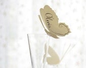 Set of 50 - Place Cards - Custom Quantity - Butterfly - Event Decor for Wine Glass - Original calligraphy