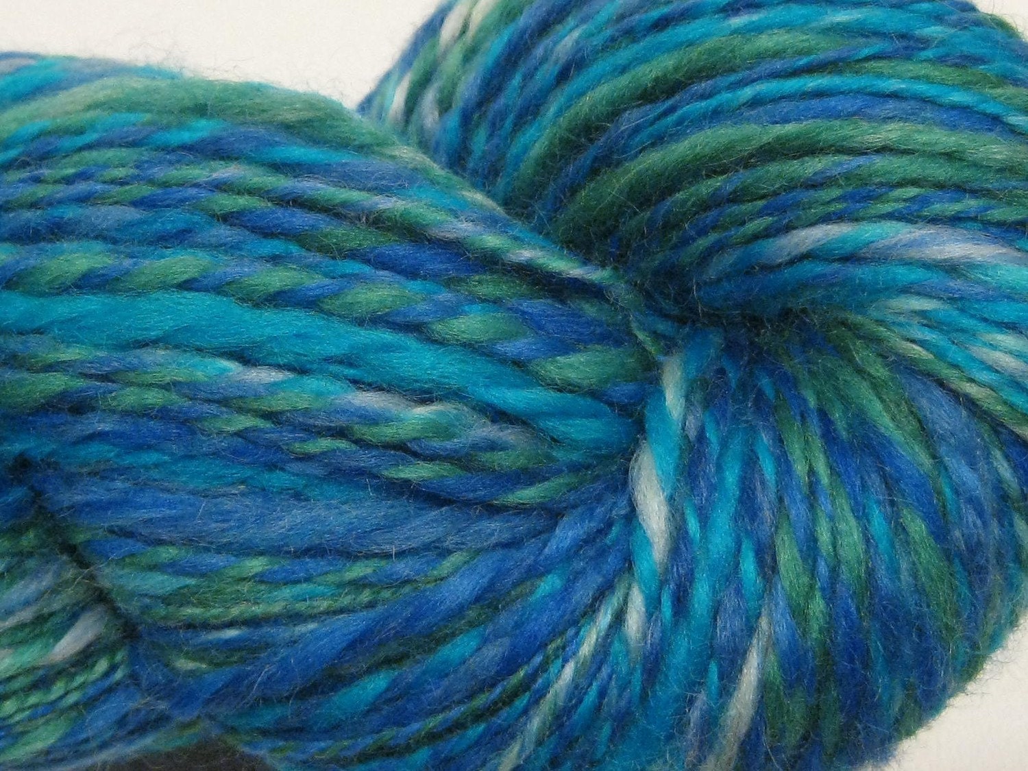 Sky of Blue and Sea of Green, 242 yds worsted weight, hand dyed BFL wool top