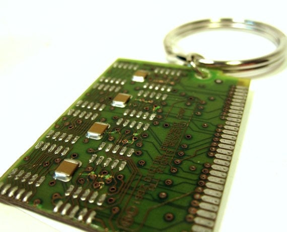 Fern Green Computer Circuit Board Key Ring