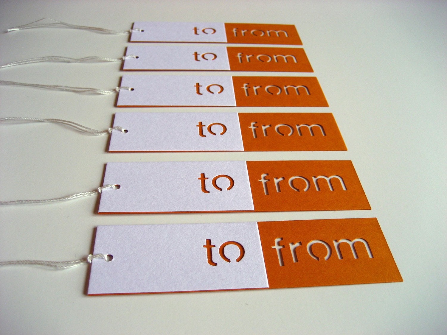 Die Cut To/From Gift Tags in white and orange - Ready to Ship