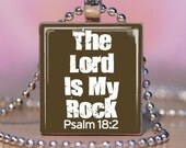 the lord is my rock scrabble tile pendant