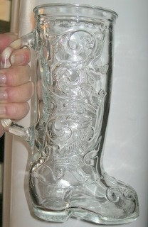 Southern Bride, Groom Unique 8 inch Vintage Glass Cowboy - Cowgirl Mug