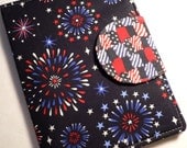 eReader Cover Book Style Red , White and Blue Fireworks (kindle 3 size ready to ship)