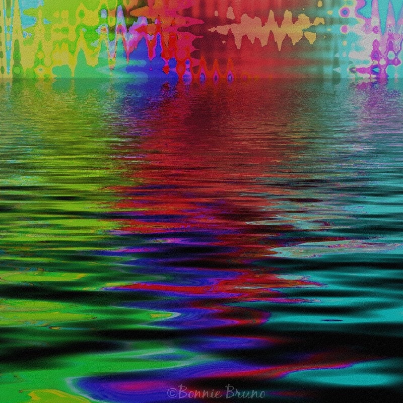 12x12 Fireworks Over Water abstract Metallic print