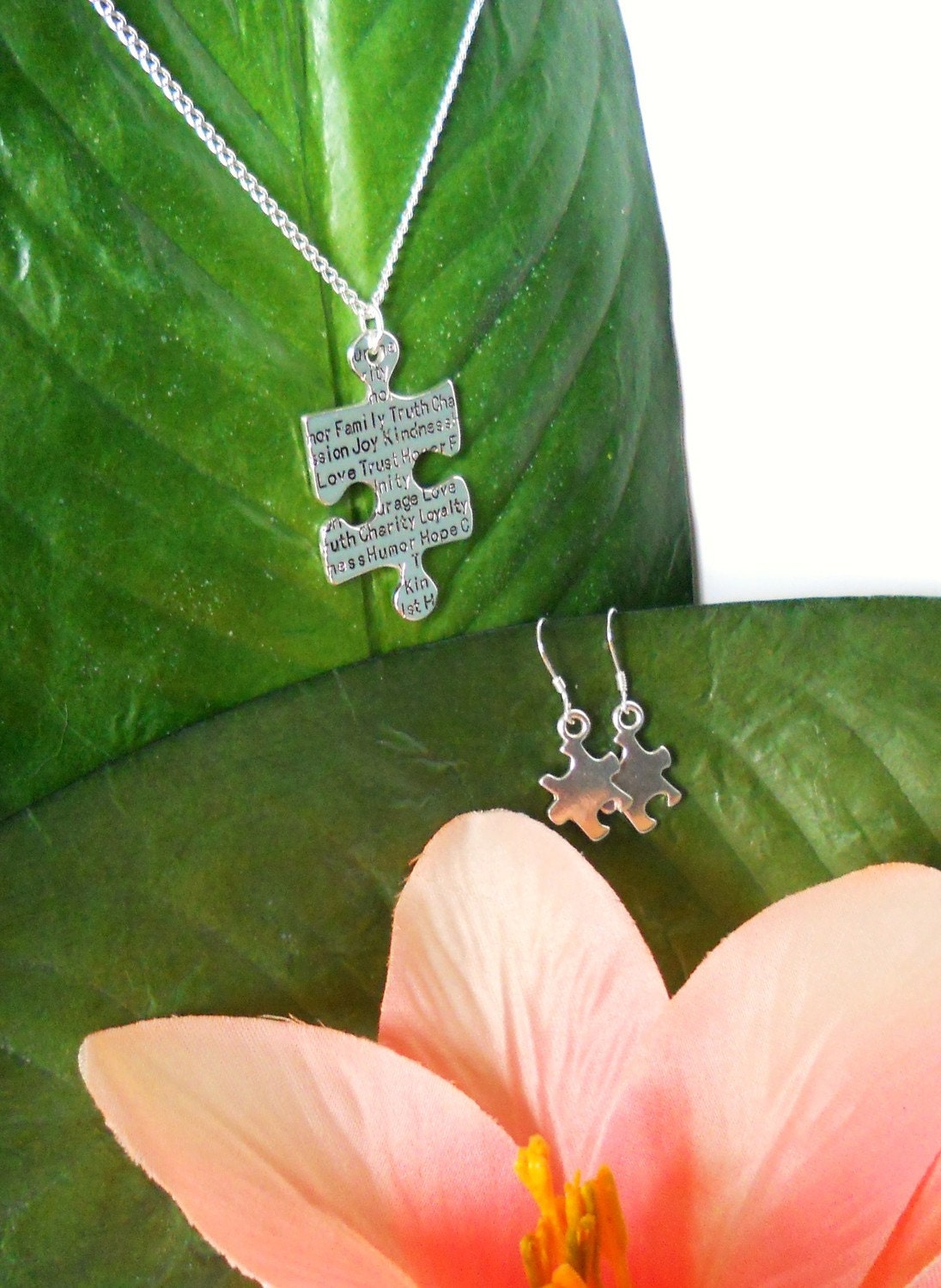 Puzzle Piece Necklace and Earrings