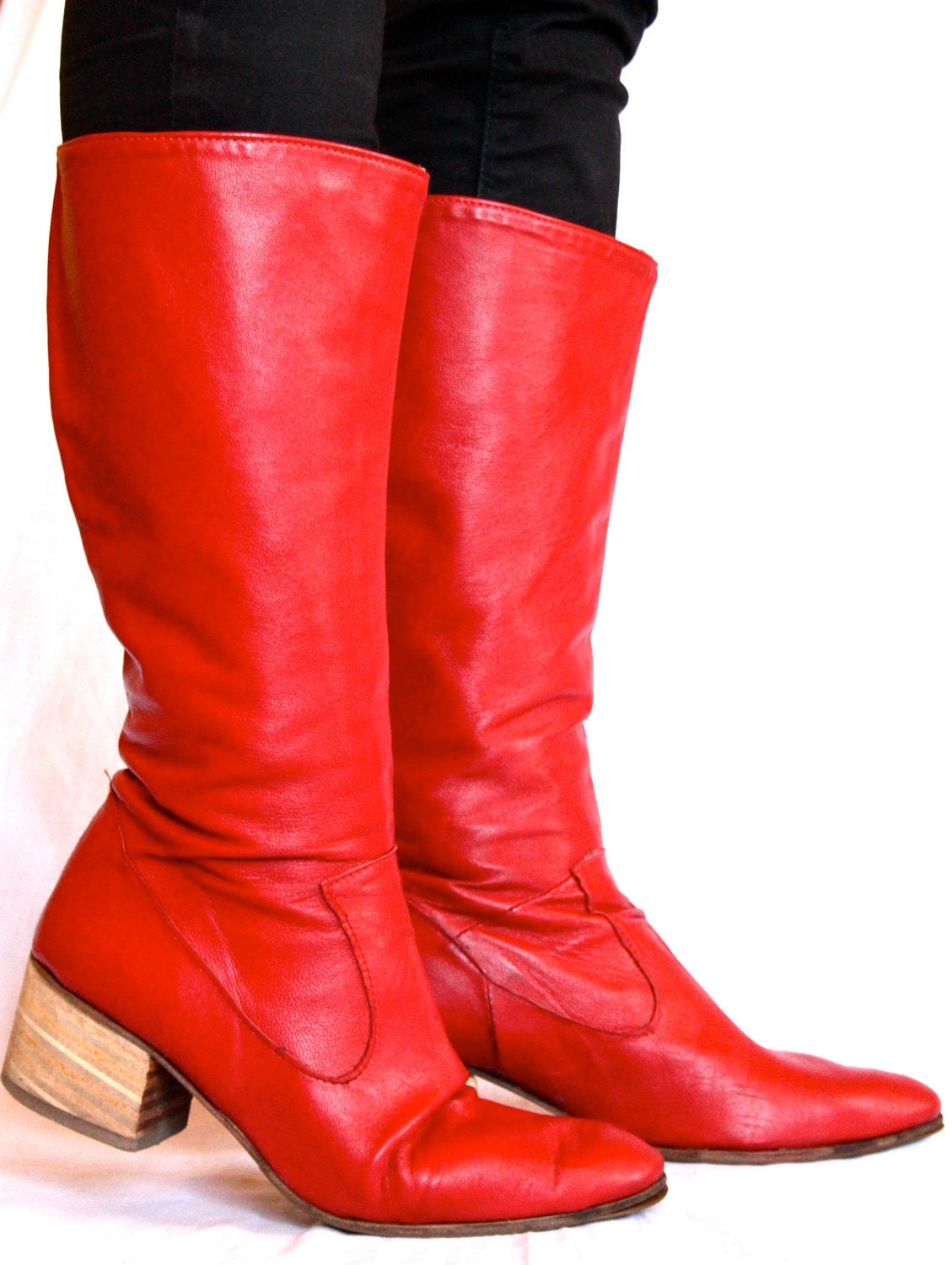 Red Leather Handmade Boots