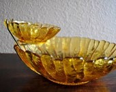 Beautiful Matching Amber Glass Bowls - Set of 2