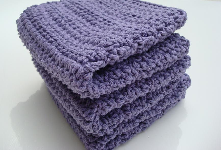 3 Purple Cotton Washcloths
