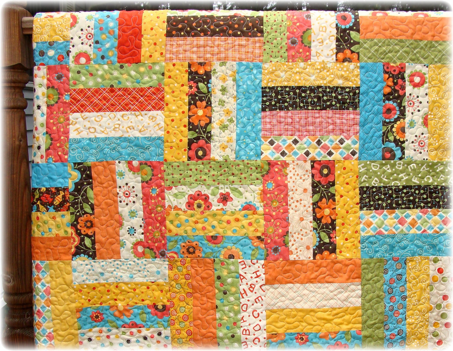 Scrappy Rail Fence Baby Quilt