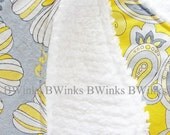 NEW - BWinks' Set of 2 contoured burp cloths  cotton fabrics and white chenille Modern Yellow and Gray Designer