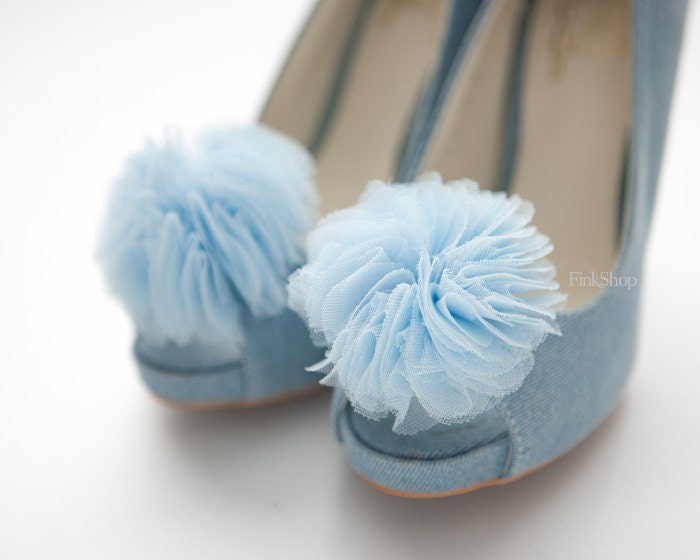 Pale Blue bloom Layered Tulles Corsage shoe clips