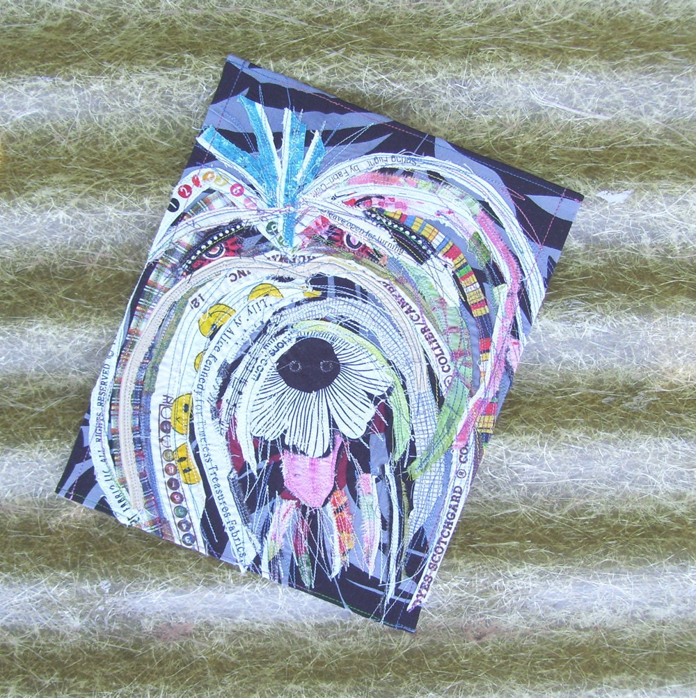 Selvage Printer Mark Happy Face Sheep Dog Quilt Collage