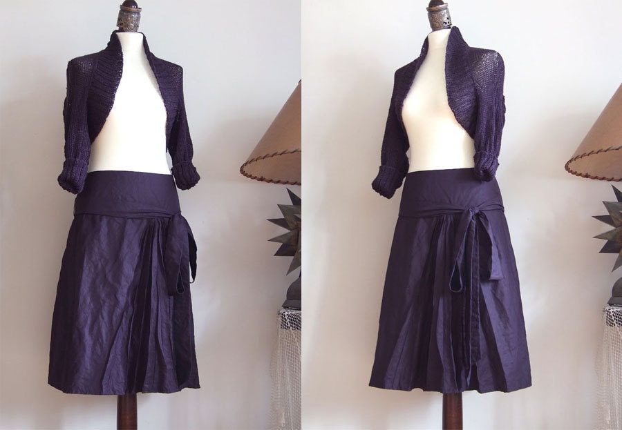 Blueberry SKIRT  with PLEATED side and with a bow