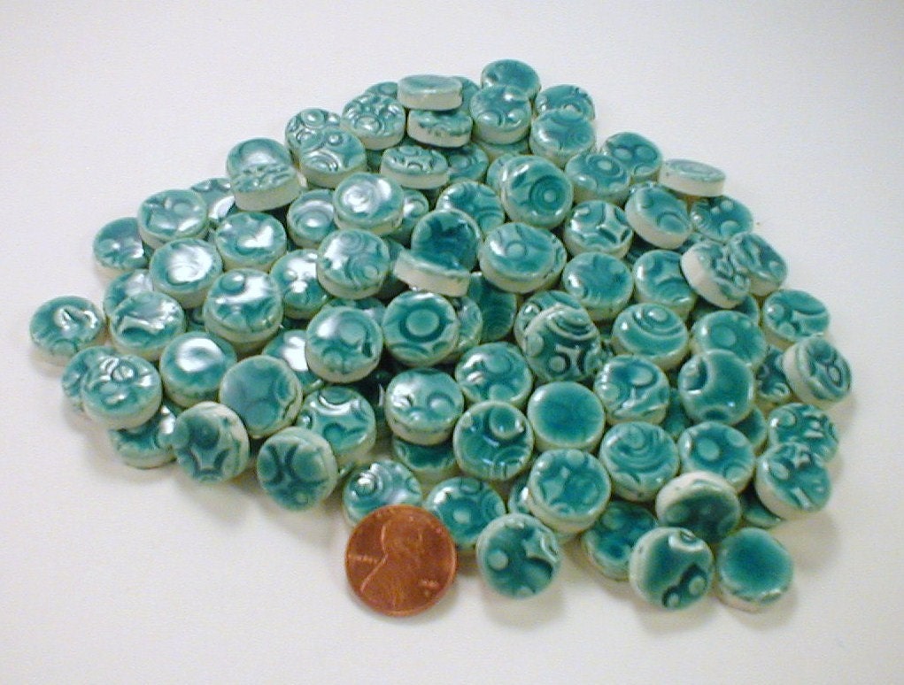 Mosaic tile circles Carribean blue