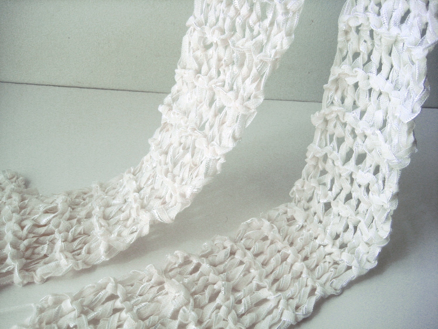 hand knit creamy white scarf