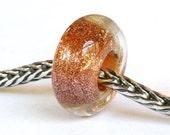 RESERVED for Fire Divas Team Treasury Giveaway-Lampwork Glass Bead fits Pandora-Gold Sparkle
