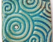 RAKU Fired Ceramic Cabochon in Blue