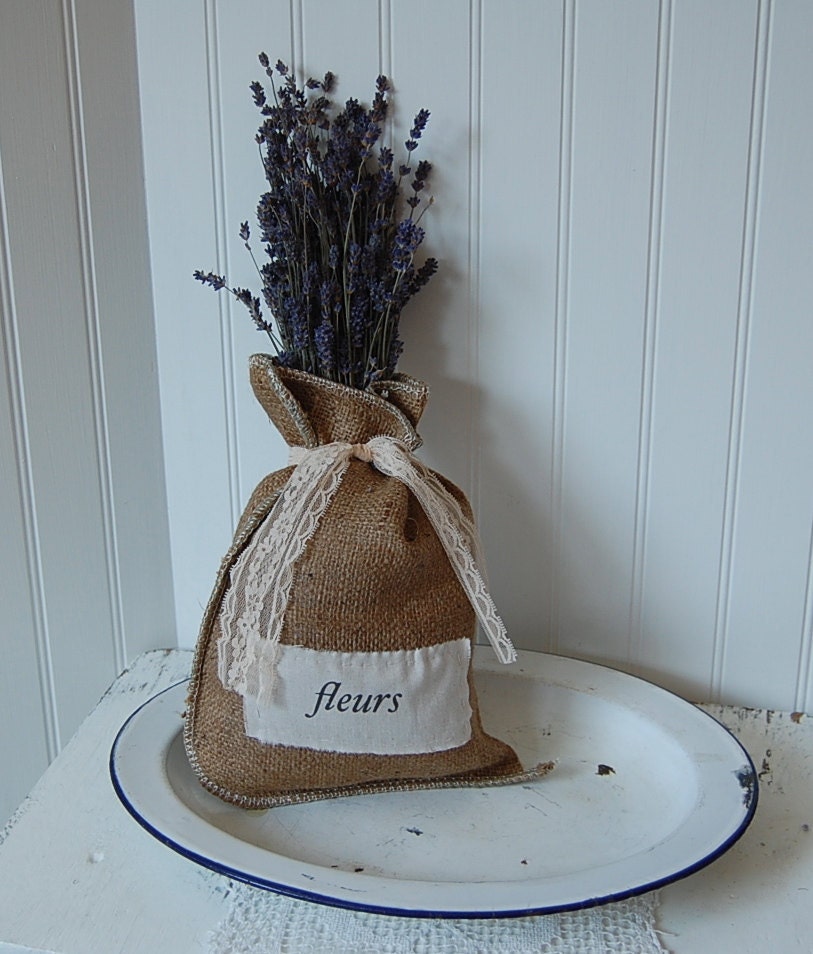 French inspired burlap bag with dried lavender