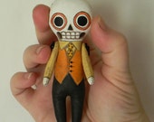 Halloween Skeleton Day of the Dead Ornament-- Original Contemporary Folk Art Doll