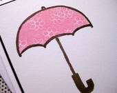 Oh Happy Day - A Baby is on the Way with Pink Flower Umbrella - Handmade Eco-friendly Baby Shower Card