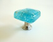 Turquoise Fused Glass Drawer Pull Cabinet Knob Hardware