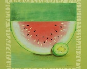 Framed Original Painting Watermelon Meets Kiwi