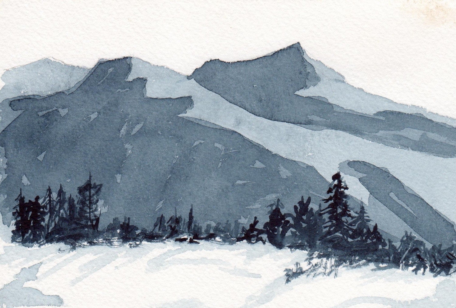 Mountain Peaks - Watercolor painting
