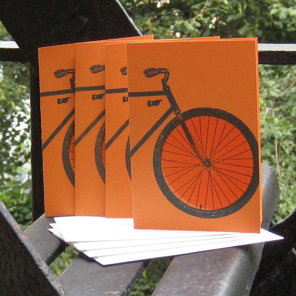 Set of 4 blue bicycle gocco cards