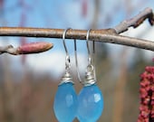 Earrings in Sky blue Chalcedony and Sterling Silver - Blue Sky Days